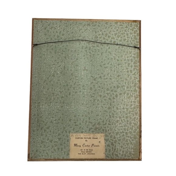 Cross Stitch Floral 10x13 burlap completed picture with frame VINTAGE 1970's - Picture 2 of 2